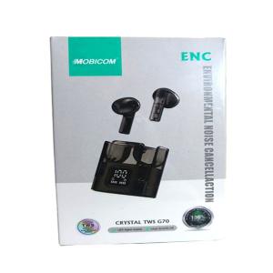 Mobicom G70 Crystal TWS Bluetooth Earbuds with ENC RGB Gaming Transparent Earbuds